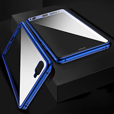 Luxury Aluminum Metal Frame Mirror Cover Case 360 Degrees T06 for Oppo R17 Neo Blue