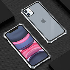 Luxury Aluminum Metal Frame Mirror Cover Case 360 Degrees T07 for Apple iPhone 11 Silver