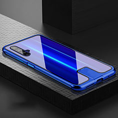 Luxury Aluminum Metal Frame Mirror Cover Case 360 Degrees T07 for Huawei Honor 20S Blue