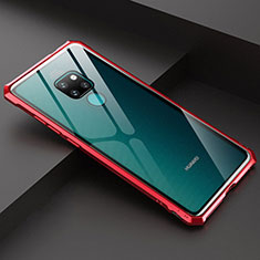 Luxury Aluminum Metal Frame Mirror Cover Case 360 Degrees T07 for Huawei Mate 20 Red