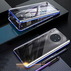 Luxury Aluminum Metal Frame Mirror Cover Case 360 Degrees T07 for Huawei Mate 30 5G Blue