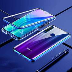 Luxury Aluminum Metal Frame Mirror Cover Case 360 Degrees T07 for Huawei P Smart+ Plus (2019) Blue