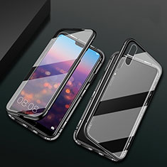 Luxury Aluminum Metal Frame Mirror Cover Case 360 Degrees T07 for Huawei P20 Black