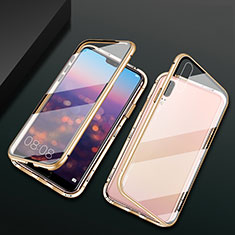 Luxury Aluminum Metal Frame Mirror Cover Case 360 Degrees T07 for Huawei P20 Gold
