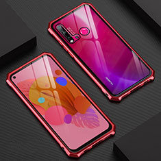 Luxury Aluminum Metal Frame Mirror Cover Case 360 Degrees T07 for Huawei P20 Lite (2019) Red