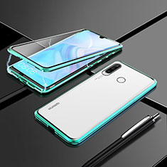 Luxury Aluminum Metal Frame Mirror Cover Case 360 Degrees T07 for Huawei P30 Lite Green