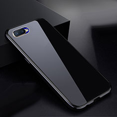 Luxury Aluminum Metal Frame Mirror Cover Case 360 Degrees T07 for Oppo K1 Black