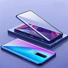 Luxury Aluminum Metal Frame Mirror Cover Case 360 Degrees T07 for Oppo RX17 Pro Blue