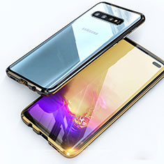 Luxury Aluminum Metal Frame Mirror Cover Case 360 Degrees T07 for Samsung Galaxy S10 Plus Gold and Black