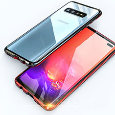 Luxury Aluminum Metal Frame Mirror Cover Case 360 Degrees T07 for Samsung Galaxy S10 Plus Red and Black