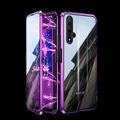 Luxury Aluminum Metal Frame Mirror Cover Case 360 Degrees T08 for Huawei Honor 20 Purple