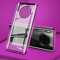 Luxury Aluminum Metal Frame Mirror Cover Case 360 Degrees T08 for Huawei Mate 30 Pro Purple