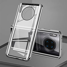 Luxury Aluminum Metal Frame Mirror Cover Case 360 Degrees T08 for Huawei Mate 30 Pro Silver
