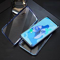 Luxury Aluminum Metal Frame Mirror Cover Case 360 Degrees T08 for Huawei P20 Lite (2019) Blue