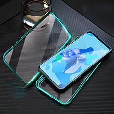 Luxury Aluminum Metal Frame Mirror Cover Case 360 Degrees T08 for Huawei P20 Lite (2019) Cyan