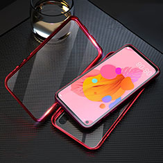 Luxury Aluminum Metal Frame Mirror Cover Case 360 Degrees T08 for Huawei P20 Lite (2019) Red