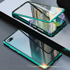 Luxury Aluminum Metal Frame Mirror Cover Case 360 Degrees T08 for Oppo R15X Green