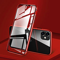 Luxury Aluminum Metal Frame Mirror Cover Case 360 Degrees T09 for Apple iPhone 11 Red