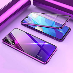 Luxury Aluminum Metal Frame Mirror Cover Case 360 Degrees T09 for Huawei Nova 5 Purple