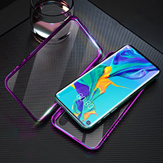 Luxury Aluminum Metal Frame Mirror Cover Case 360 Degrees T09 for Huawei Nova 5T Purple