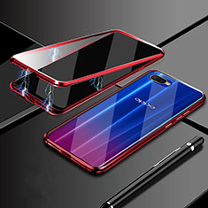 Luxury Aluminum Metal Frame Mirror Cover Case 360 Degrees T09 for Oppo R15X Red