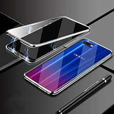 Luxury Aluminum Metal Frame Mirror Cover Case 360 Degrees T09 for Oppo R15X Silver