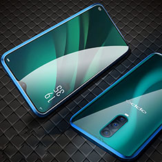 Luxury Aluminum Metal Frame Mirror Cover Case 360 Degrees T09 for Oppo RX17 Pro Blue