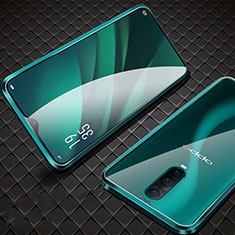 Luxury Aluminum Metal Frame Mirror Cover Case 360 Degrees T09 for Oppo RX17 Pro Green