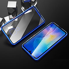 Luxury Aluminum Metal Frame Mirror Cover Case 360 Degrees T10 for Huawei Mate 20 Blue