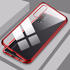Luxury Aluminum Metal Frame Mirror Cover Case 360 Degrees T10 for Huawei Nova 5 Red