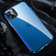 Luxury Aluminum Metal Frame Mirror Cover Case 360 Degrees T12 for Apple iPhone 11 Pro Max Blue