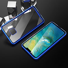 Luxury Aluminum Metal Frame Mirror Cover Case 360 Degrees T12 for Huawei Mate 20 Pro Blue