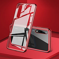 Luxury Aluminum Metal Frame Mirror Cover Case 360 Degrees T12 for Huawei P30 Red