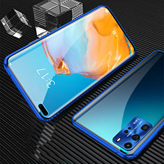 Luxury Aluminum Metal Frame Mirror Cover Case 360 Degrees T12 for Huawei P40 Pro Blue