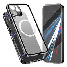 Luxury Aluminum Metal Frame Mirror Cover Case 360 Degrees with Mag-Safe Magnetic for Apple iPhone 15 Pro Black