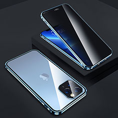 Luxury Aluminum Metal Frame Mirror Cover Case 360 Degrees Z05 for Apple iPhone 13 Pro Max Blue