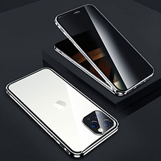 Luxury Aluminum Metal Frame Mirror Cover Case 360 Degrees Z05 for Apple iPhone 14 Pro Silver