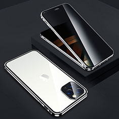 Luxury Aluminum Metal Frame Mirror Cover Case 360 Degrees Z05 for Apple iPhone 15 Pro Max Silver