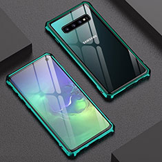 Luxury Aluminum Metal Frame Mirror Cover Case A01 for Samsung Galaxy S10 Green