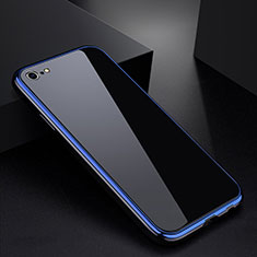 Luxury Aluminum Metal Frame Mirror Cover Case for Apple iPhone 6 Blue and Black