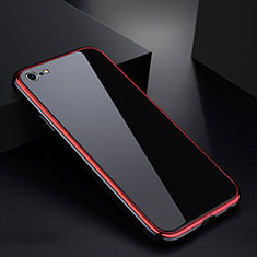 Luxury Aluminum Metal Frame Mirror Cover Case for Apple iPhone 6 Plus Red and Black