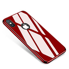 Luxury Aluminum Metal Frame Mirror Cover Case for Apple iPhone X Red