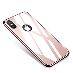 Luxury Aluminum Metal Frame Mirror Cover Case for Apple iPhone X Rose Gold