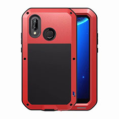 Luxury Aluminum Metal Frame Mirror Cover Case for Huawei Nova 3e Red