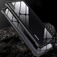 Luxury Aluminum Metal Frame Mirror Cover Case for Huawei P20 Black