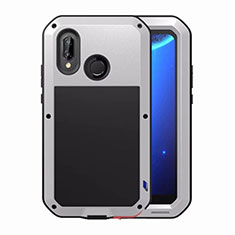 Luxury Aluminum Metal Frame Mirror Cover Case for Huawei P20 Lite Silver