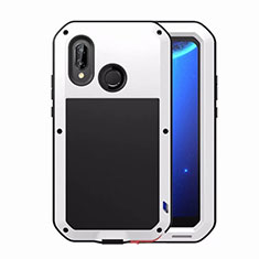Luxury Aluminum Metal Frame Mirror Cover Case for Huawei P20 Lite White