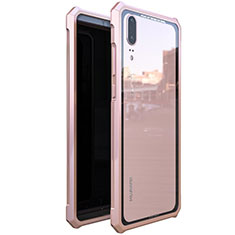 Luxury Aluminum Metal Frame Mirror Cover Case for Huawei P20 Rose Gold