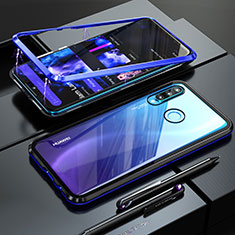 Luxury Aluminum Metal Frame Mirror Cover Case for Huawei P30 Lite New Edition Blue