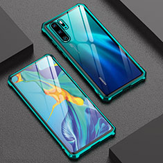 Luxury Aluminum Metal Frame Mirror Cover Case for Huawei P30 Pro Cyan